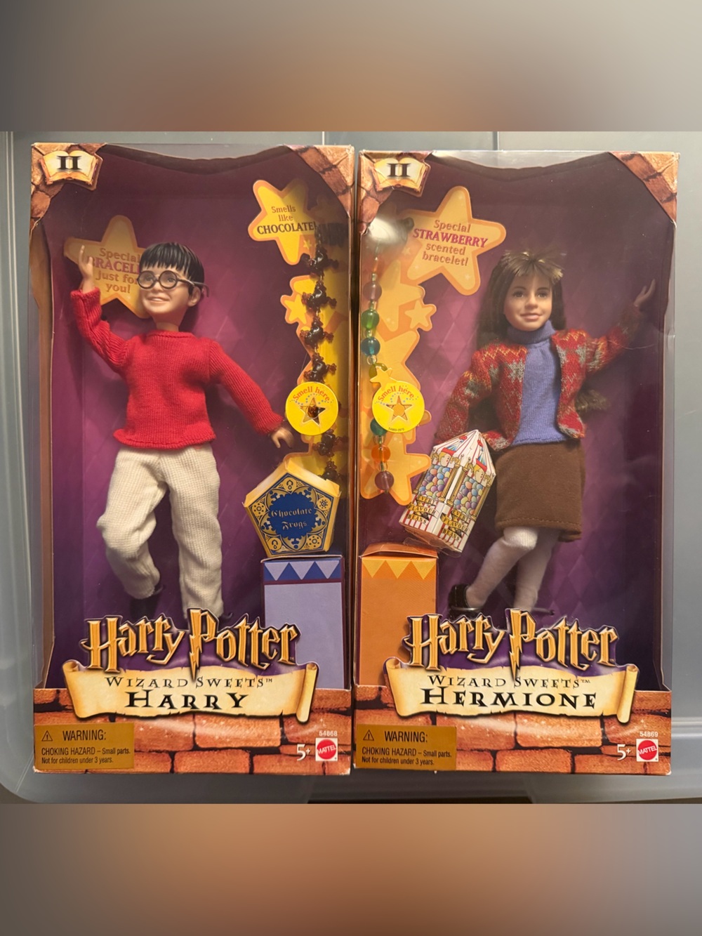 Vintage Warner Bros. Wizard Sweets Harry Potter & Hermione Granger Dolls in Box